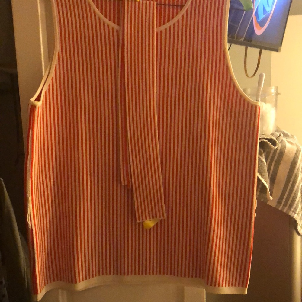 Ann Taylor orange and white knit tank with belt!